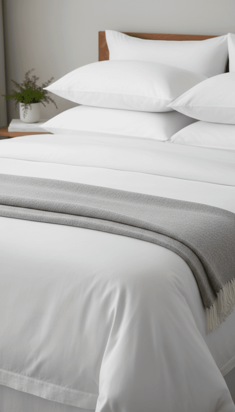 Freshly made bed with crisp linens