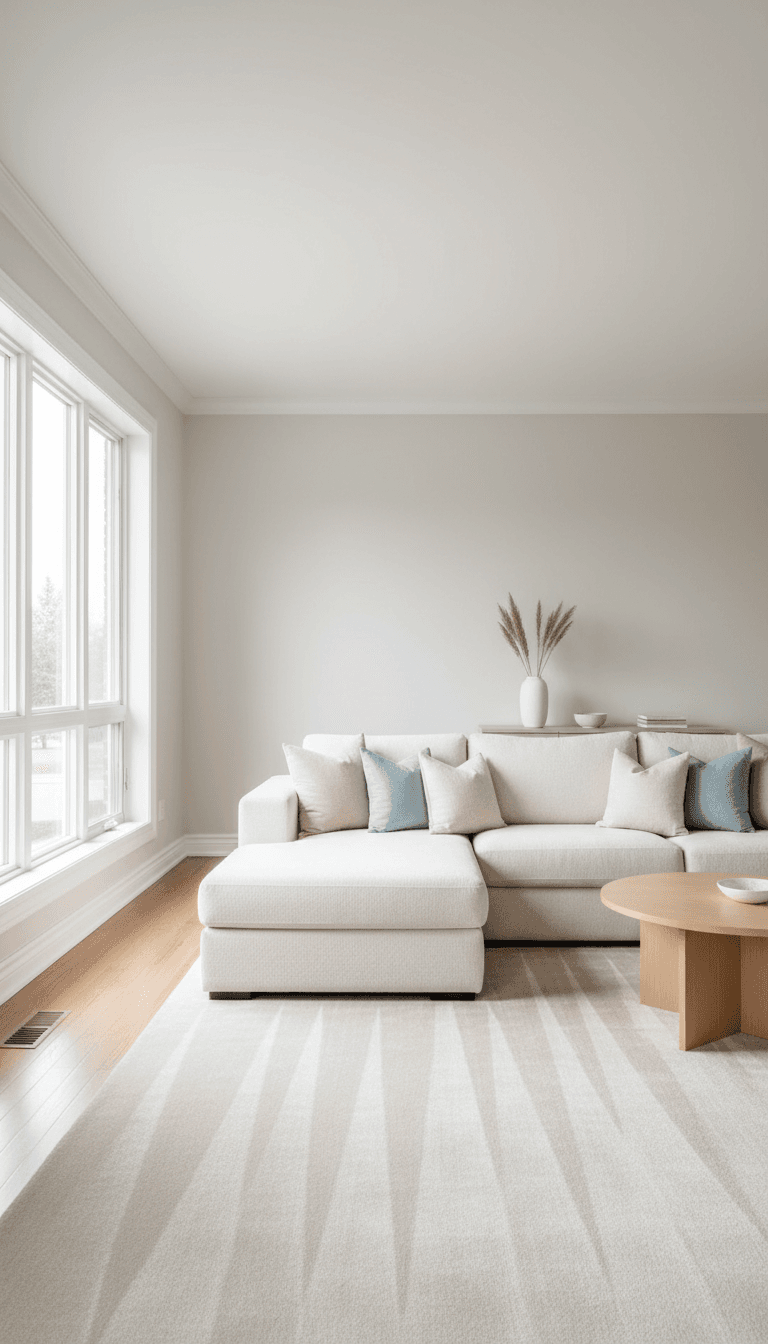 Freshly vacuumed living room with fluffed pillows