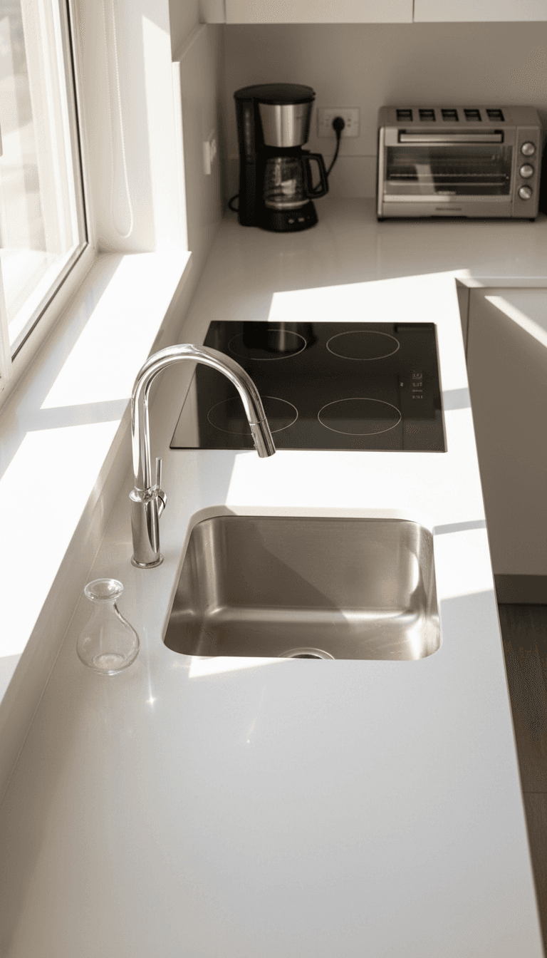 Kitchen counter after a deep clean